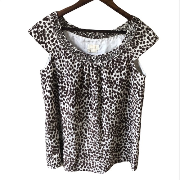 Kate Spade Brown and White Leopard Print Blouse - Picture 1 of 8